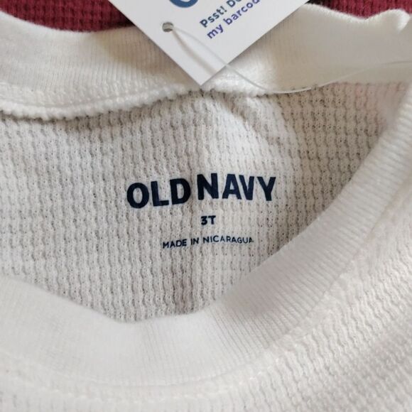 Old Navy shirt 3T bundle long sleeve waffle knit red white new cotton spring - Picture 2 of 6
